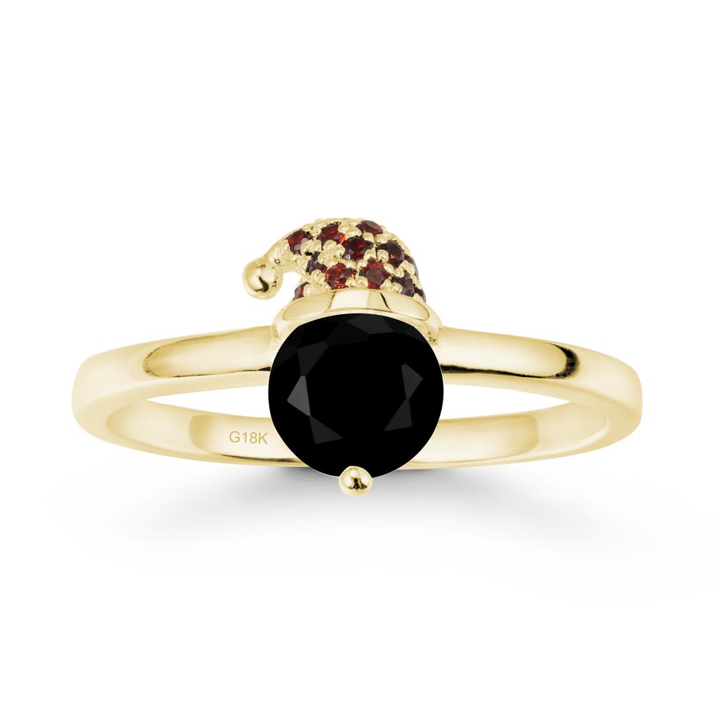 Santa Hat Black Spinel Ring - LUO Jewelry #metal_18k yellow gold