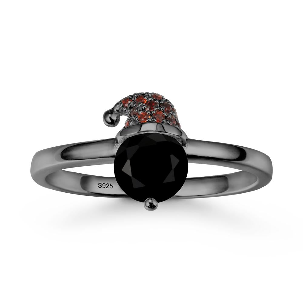 Santa Hat Black Spinel Ring - LUO Jewelry #metal_black finish sterling silver