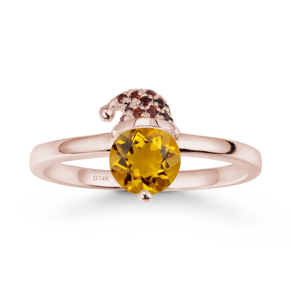 Christmas Santa Claus Hat Citrine Ring - LUO Jewelry #metal_14k rose gold