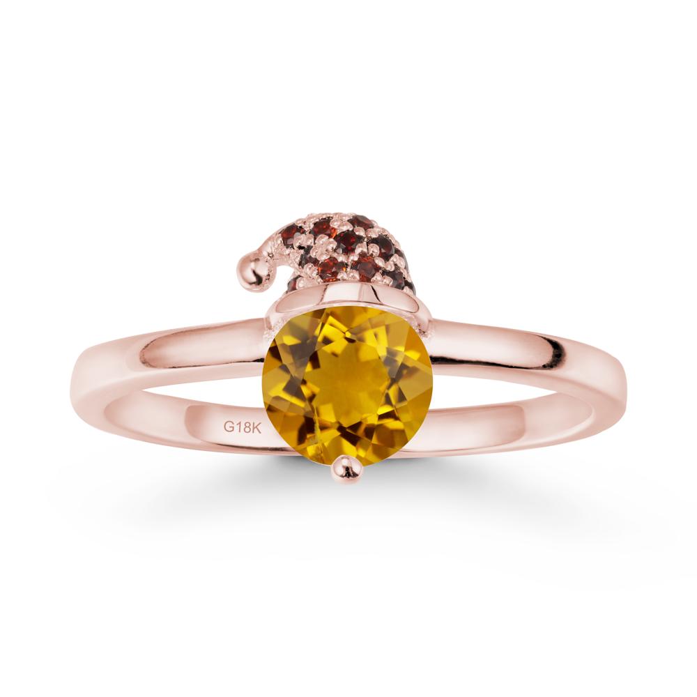 Christmas Santa Claus Hat Citrine Ring - LUO Jewelry #metal_18k rose gold