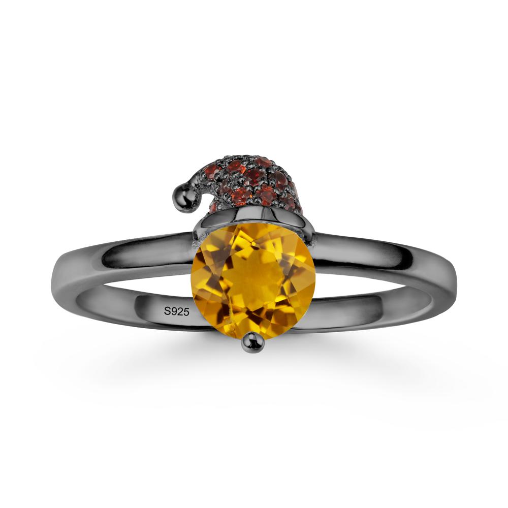 Christmas Santa Claus Hat Citrine Ring - LUO Jewelry #metal_black finish sterling silver