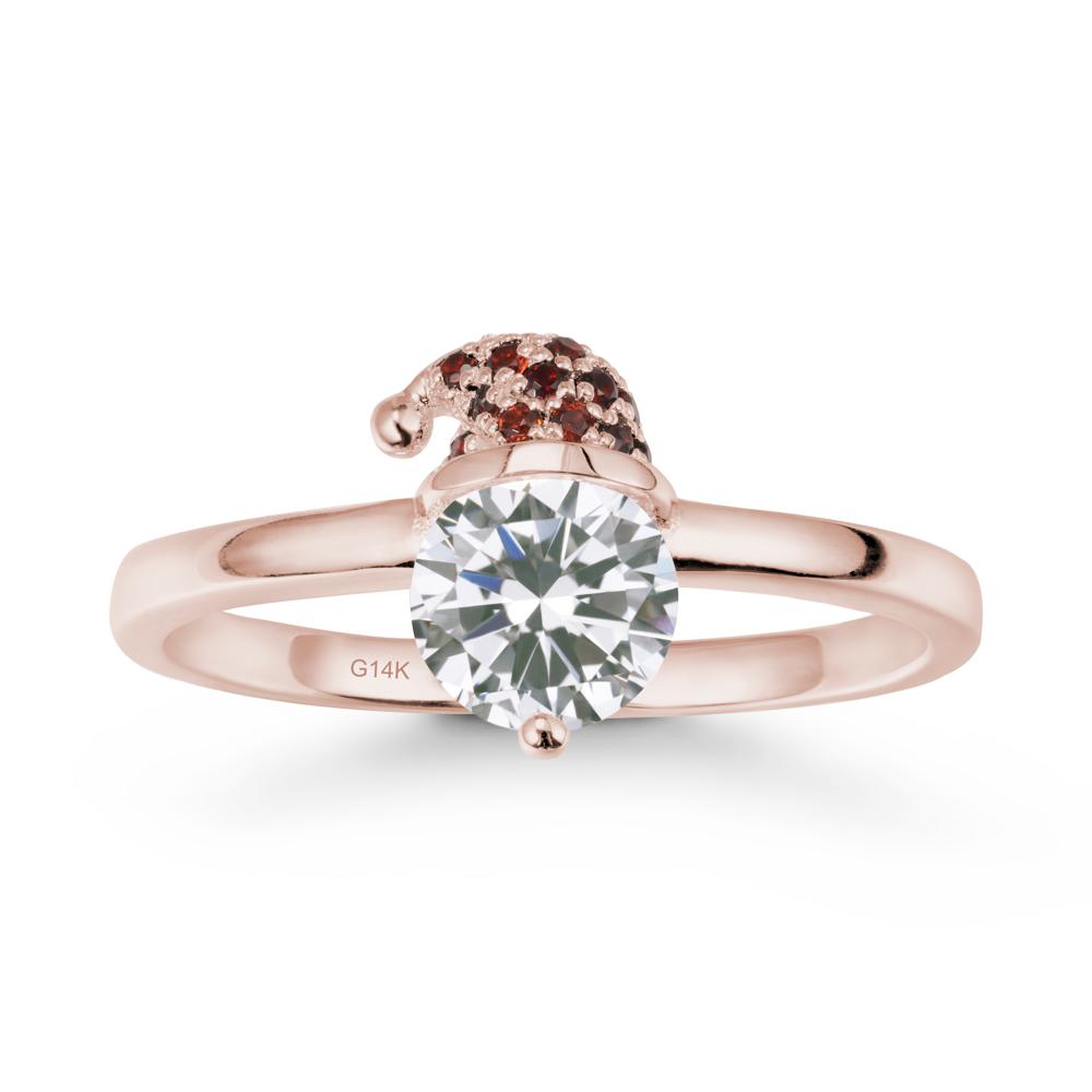 Round Cubic Zirconia Creative Ring In 14K Rose Gold - LUO Jewelry #metal_14k rose gold