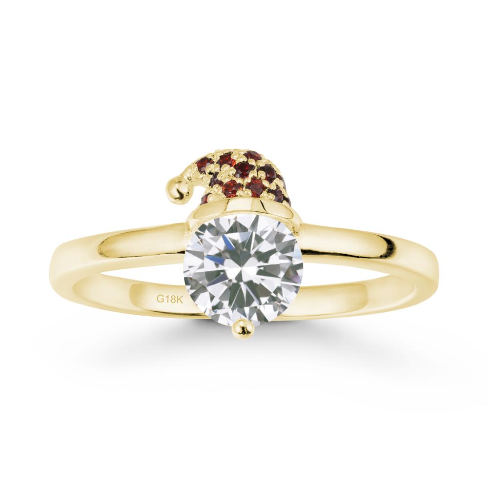 Round Cubic Zirconia Creative Ring In 14K Rose Gold - LUO Jewelry #metal_18k yellow gold