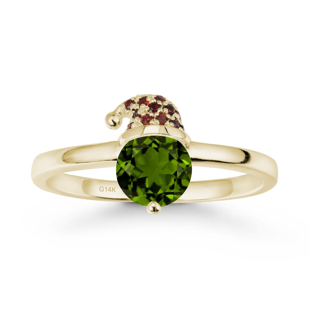 Christmas Santa Claus Hat Diopside Ring - LUO Jewelry #metal_14k yellow gold