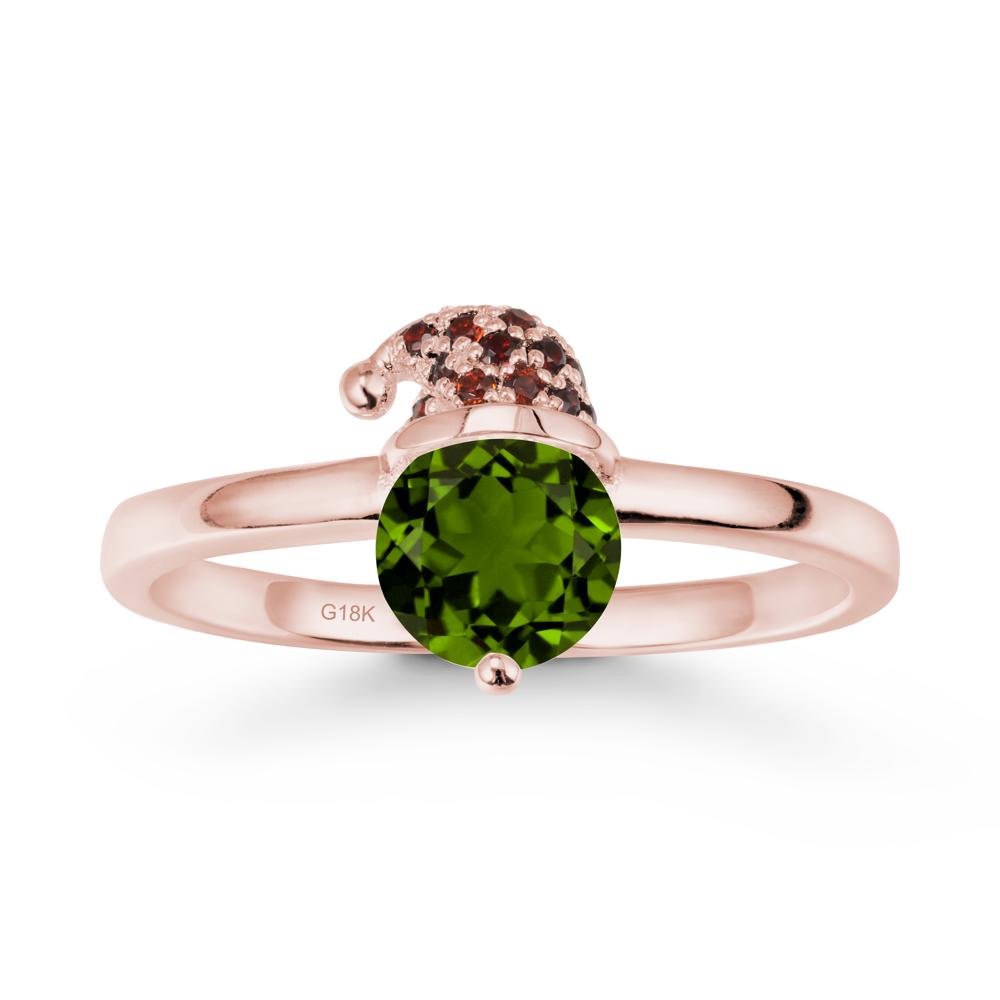 Christmas Santa Claus Hat Diopside Ring - LUO Jewelry #metal_18k rose gold