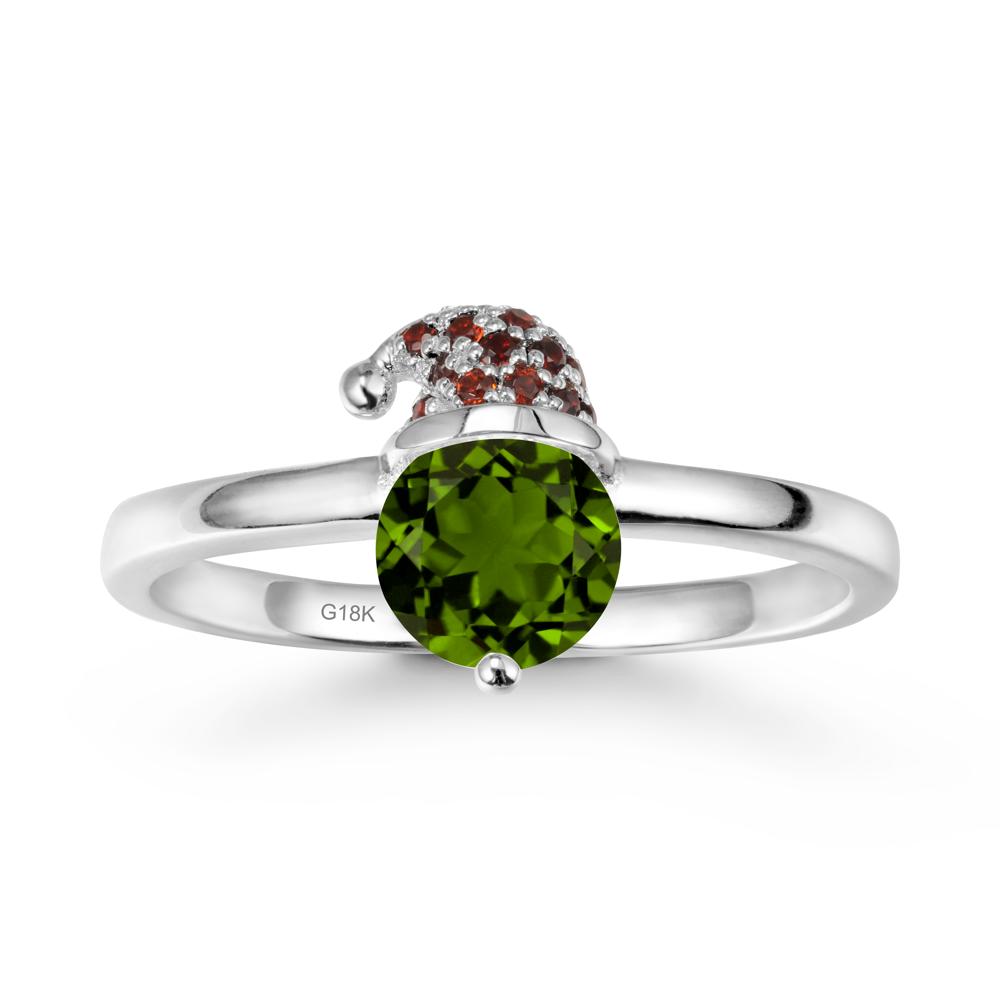 Christmas Santa Claus Hat Diopside Ring - LUO Jewelry #metal_18k white gold