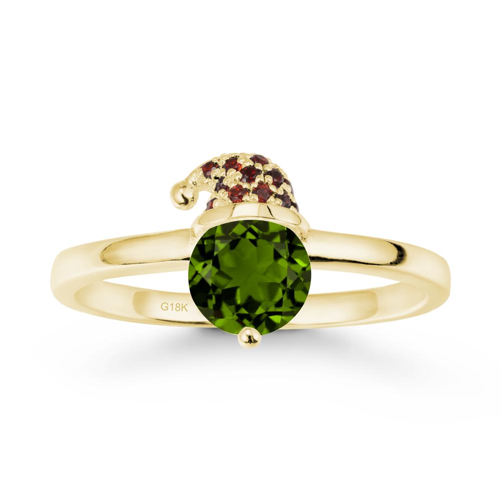 Christmas Santa Claus Hat Diopside Ring - LUO Jewelry #metal_18k yellow gold