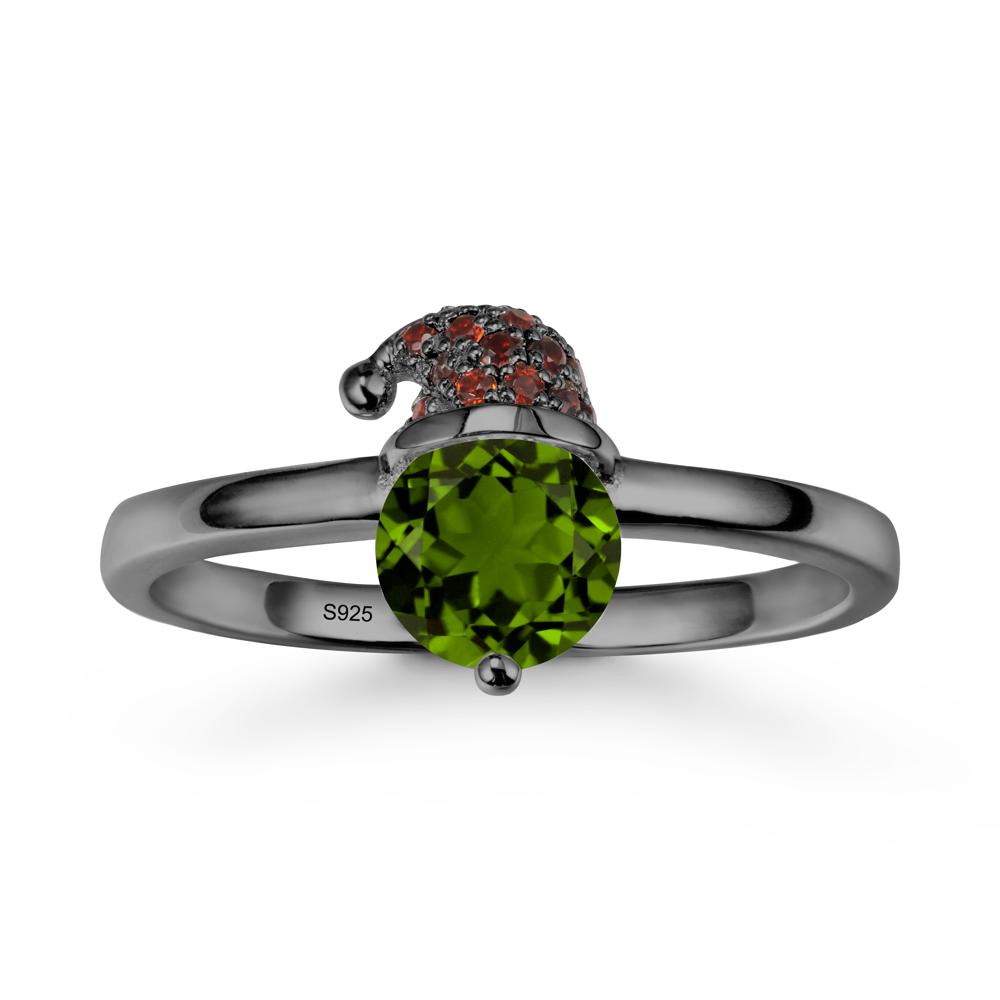 Christmas Santa Claus Hat Diopside Ring - LUO Jewelry #metal_black finish sterling silver