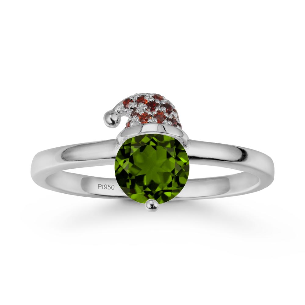 Christmas Santa Claus Hat Diopside Ring - LUO Jewelry #metal_platinum