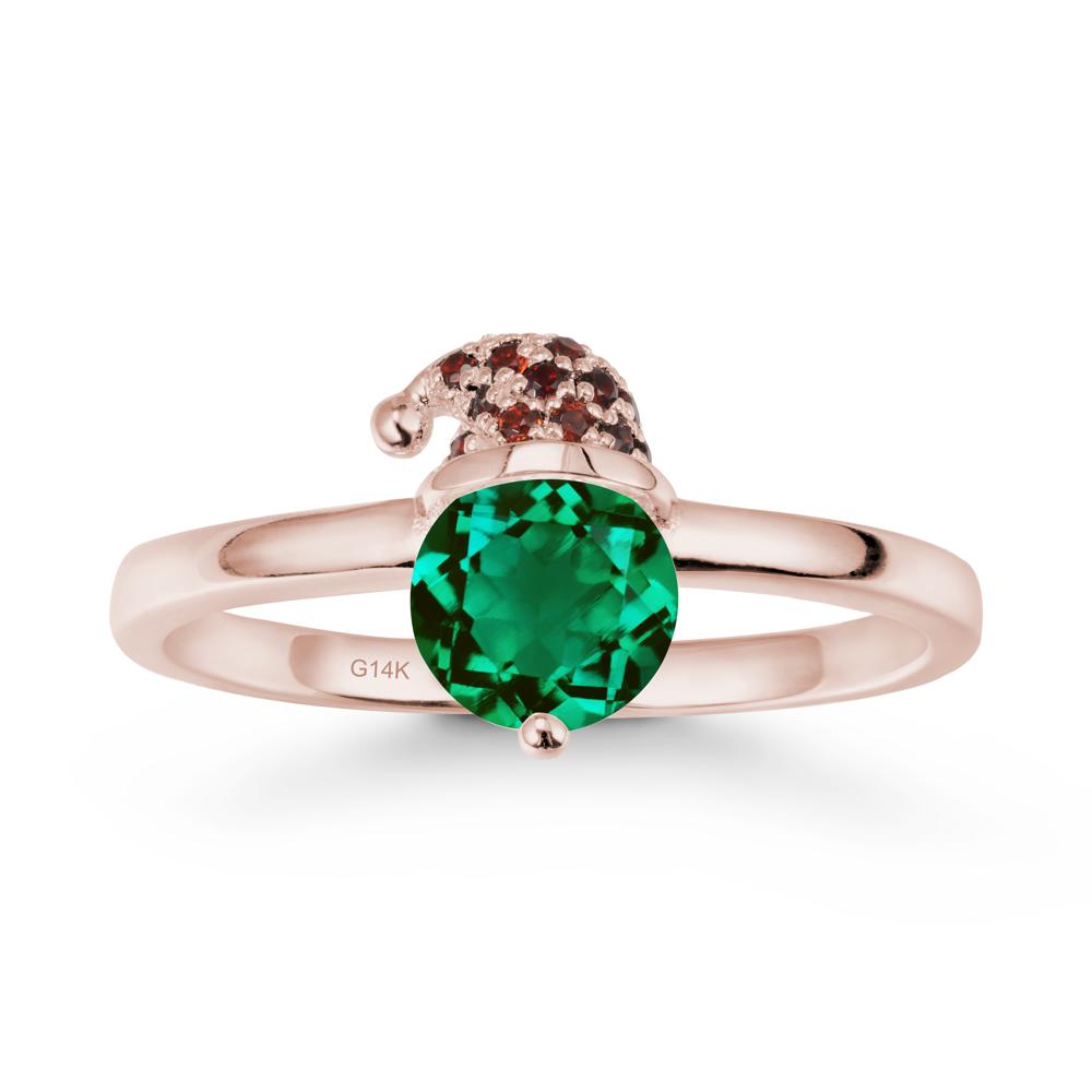 Round Emerald Creative Ring In 14K Rose Gold - LUO Jewelry #metal_14k rose gold