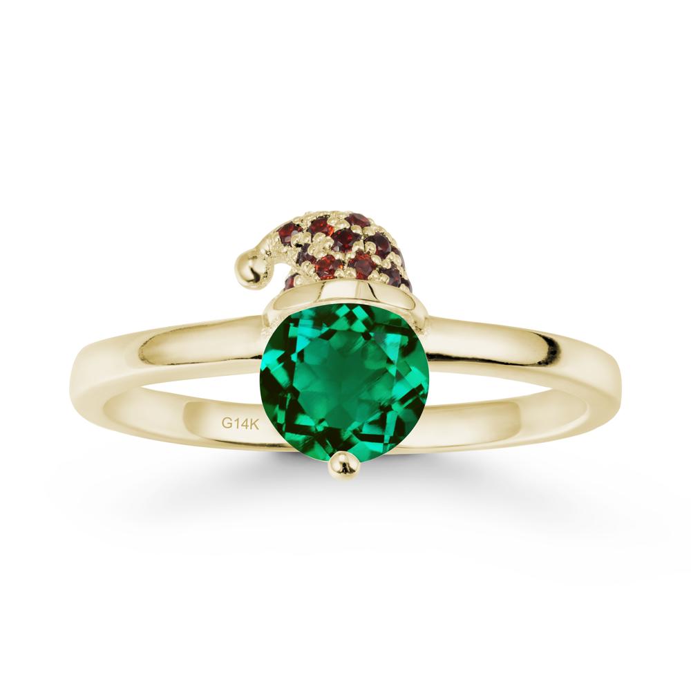 Round Emerald Creative Ring In 14K Rose Gold - LUO Jewelry #metal_14k yellow gold