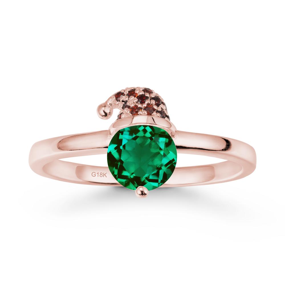 Round Emerald Creative Ring In 14K Rose Gold - LUO Jewelry #metal_18k rose gold