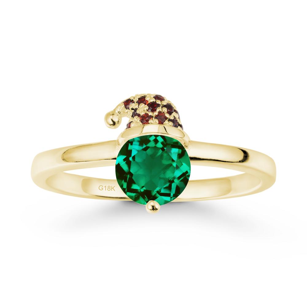 Round Emerald Creative Ring In 14K Rose Gold - LUO Jewelry #metal_18k yellow gold