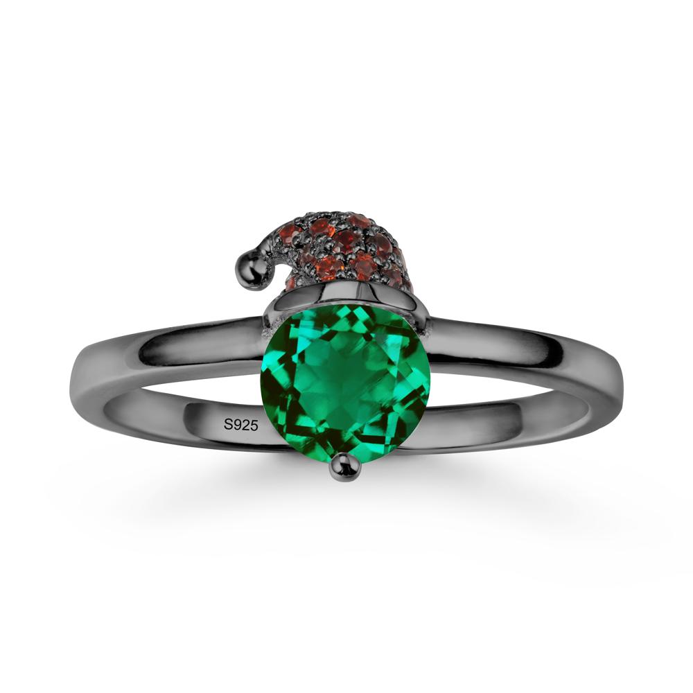 Round Emerald Creative Ring In 14K Rose Gold - LUO Jewelry #metal_black finish sterling silver