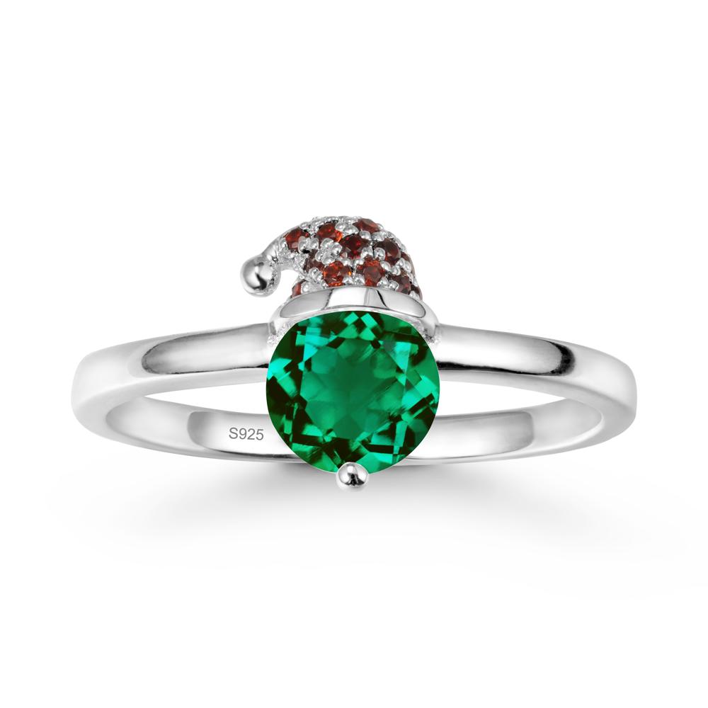 Round Emerald Creative Ring In 14K Rose Gold - LUO Jewelry #metal_sterling silver