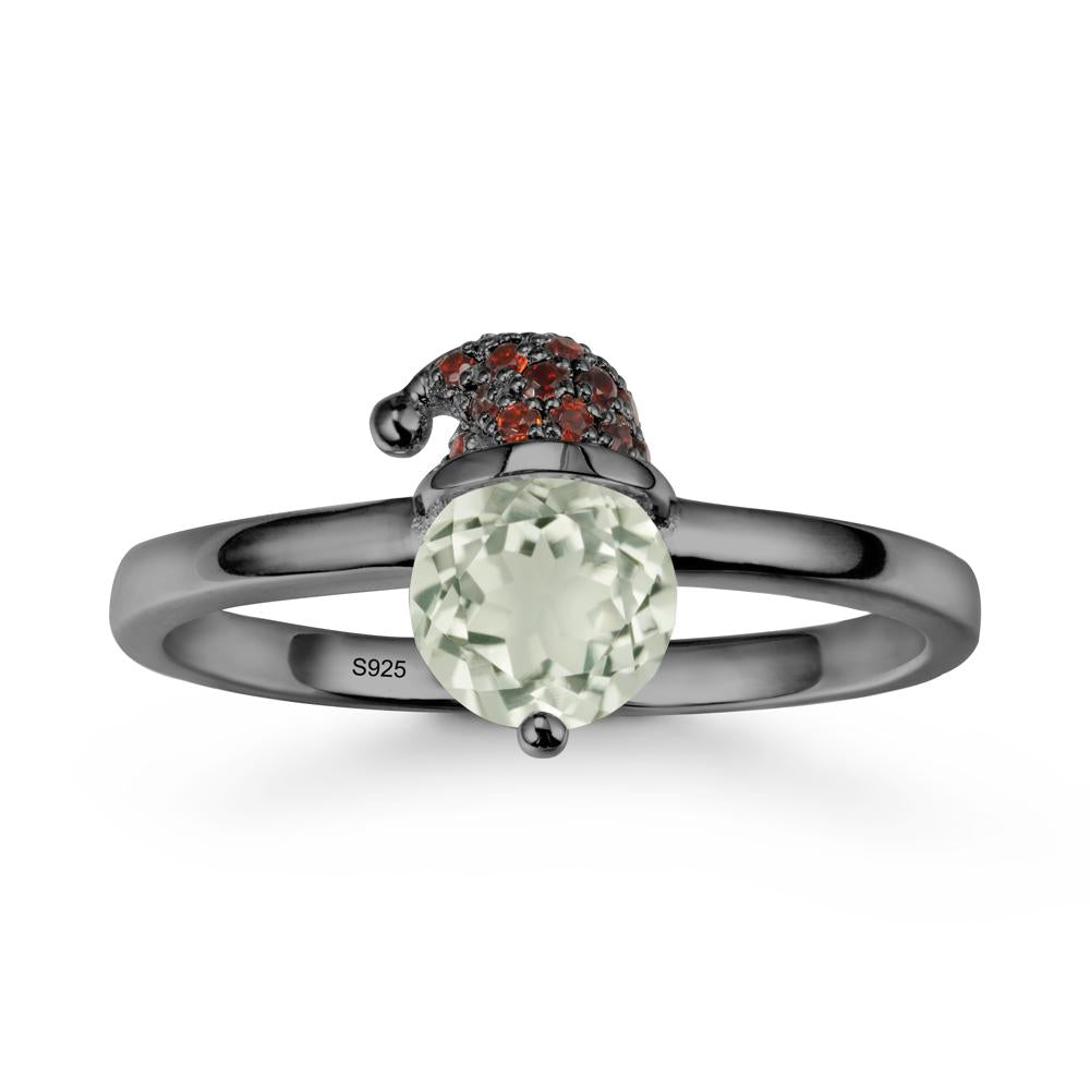 Christmas Santa Claus Hat Green Amethyst Ring - LUO Jewelry #metal_black finish sterling silver