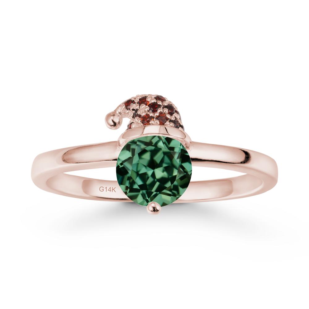 Round Green Sapphire Creative Ring In 14K Rose Gold - LUO Jewelry #metal_14k rose gold