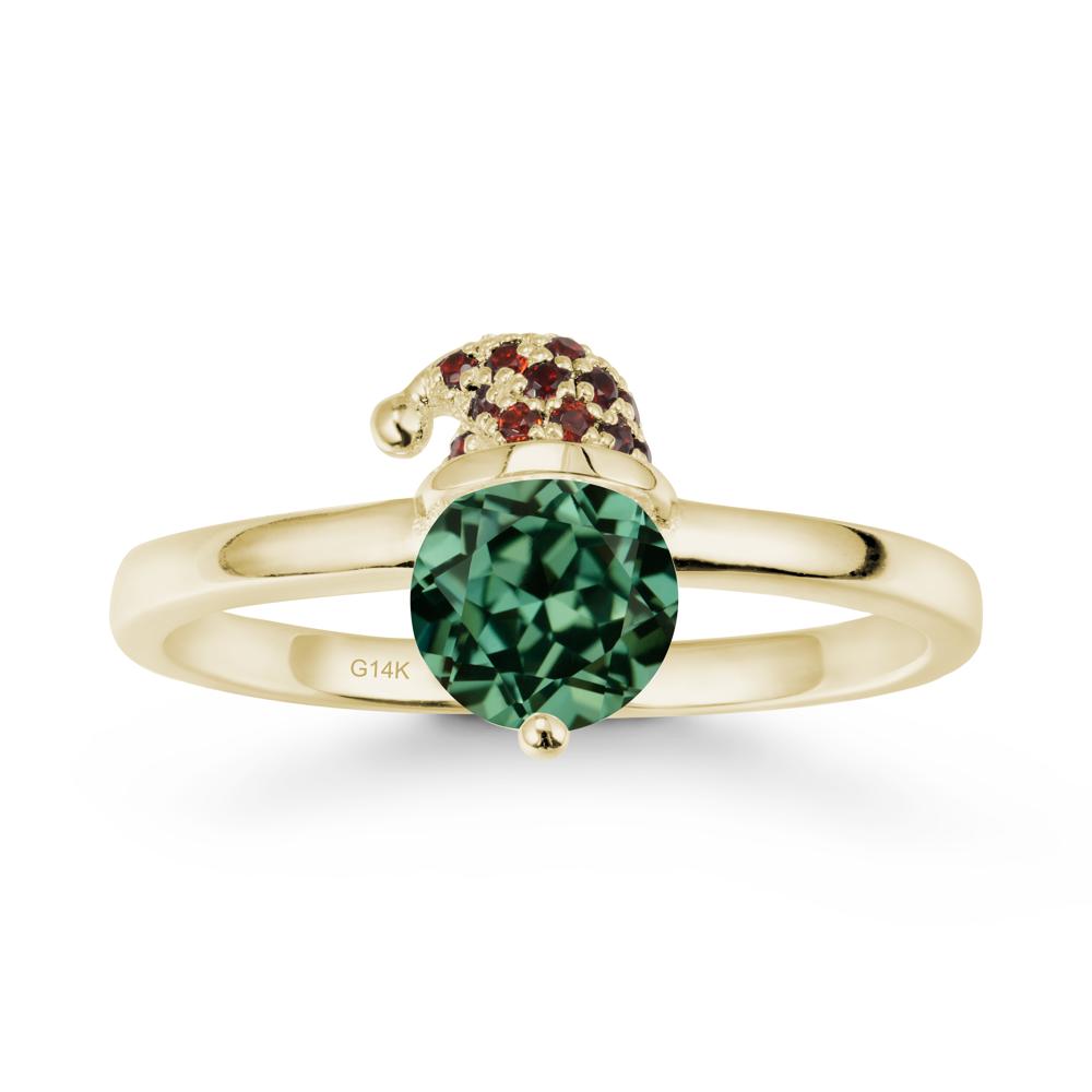 Round Green Sapphire Creative Ring In 14K Rose Gold - LUO Jewelry #metal_14k yellow gold