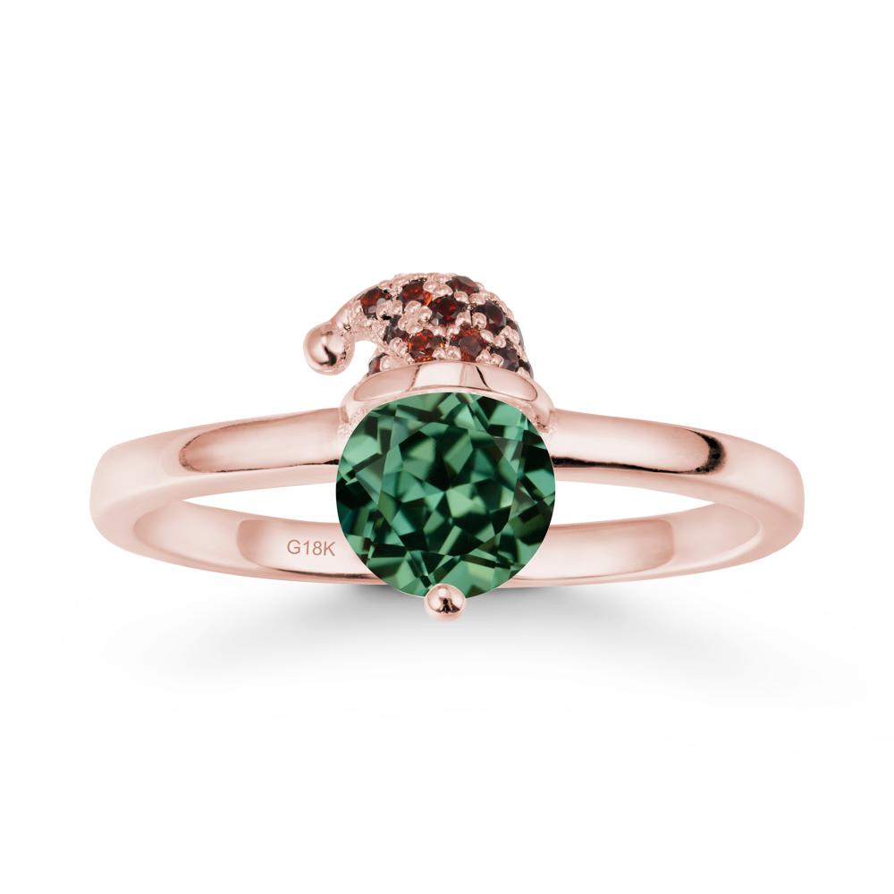 Round Green Sapphire Creative Ring In 14K Rose Gold - LUO Jewelry #metal_18k rose gold