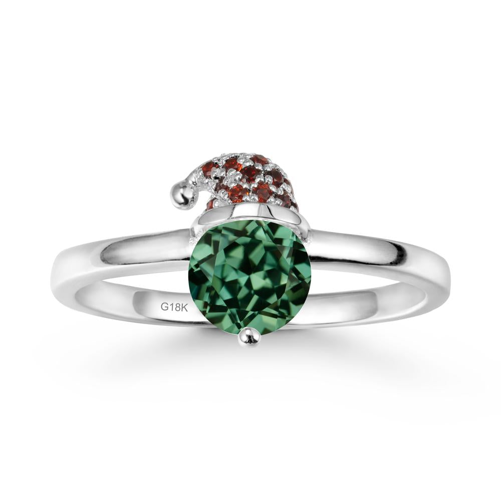 Round Green Sapphire Creative Ring In 14K Rose Gold - LUO Jewelry #metal_18k white gold