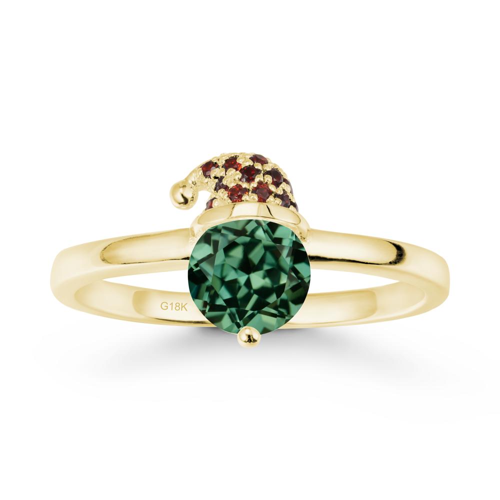 Round Green Sapphire Creative Ring In 14K Rose Gold - LUO Jewelry #metal_18k yellow gold