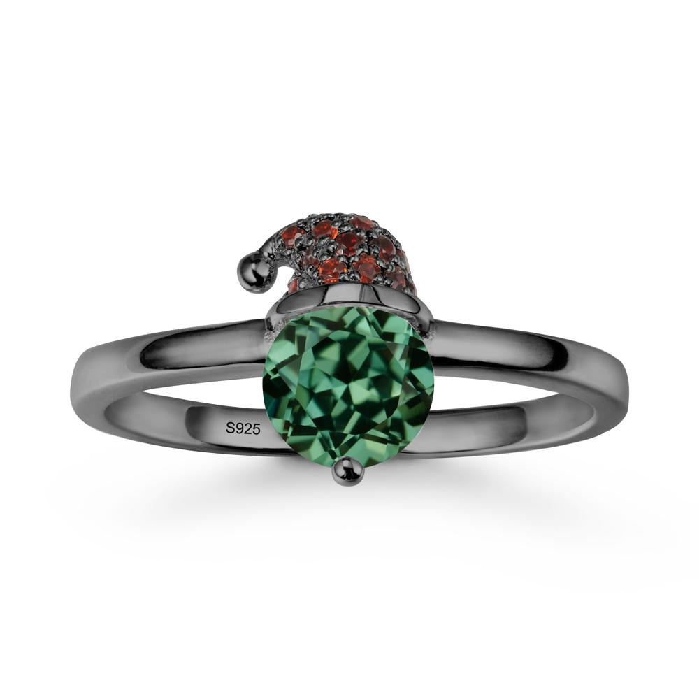 Round Green Sapphire Creative Ring In 14K Rose Gold - LUO Jewelry #metal_black finish sterling silver
