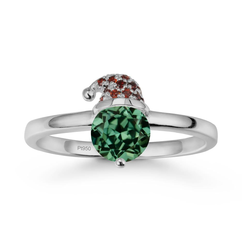 Round Green Sapphire Creative Ring In 14K Rose Gold - LUO Jewelry #metal_platinum