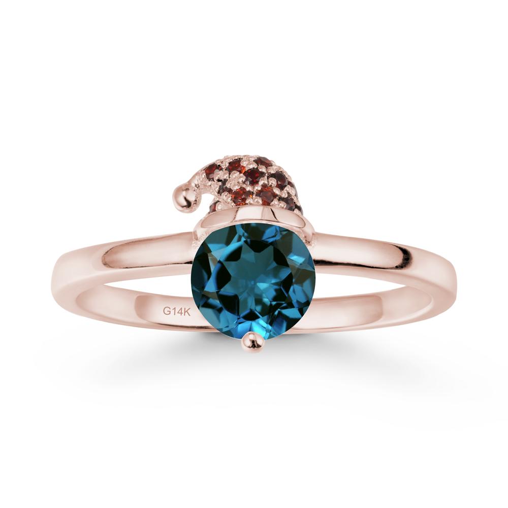Christmas Santa Claus Hat London Blue Topaz Ring - LUO Jewelry #metal_14k rose gold