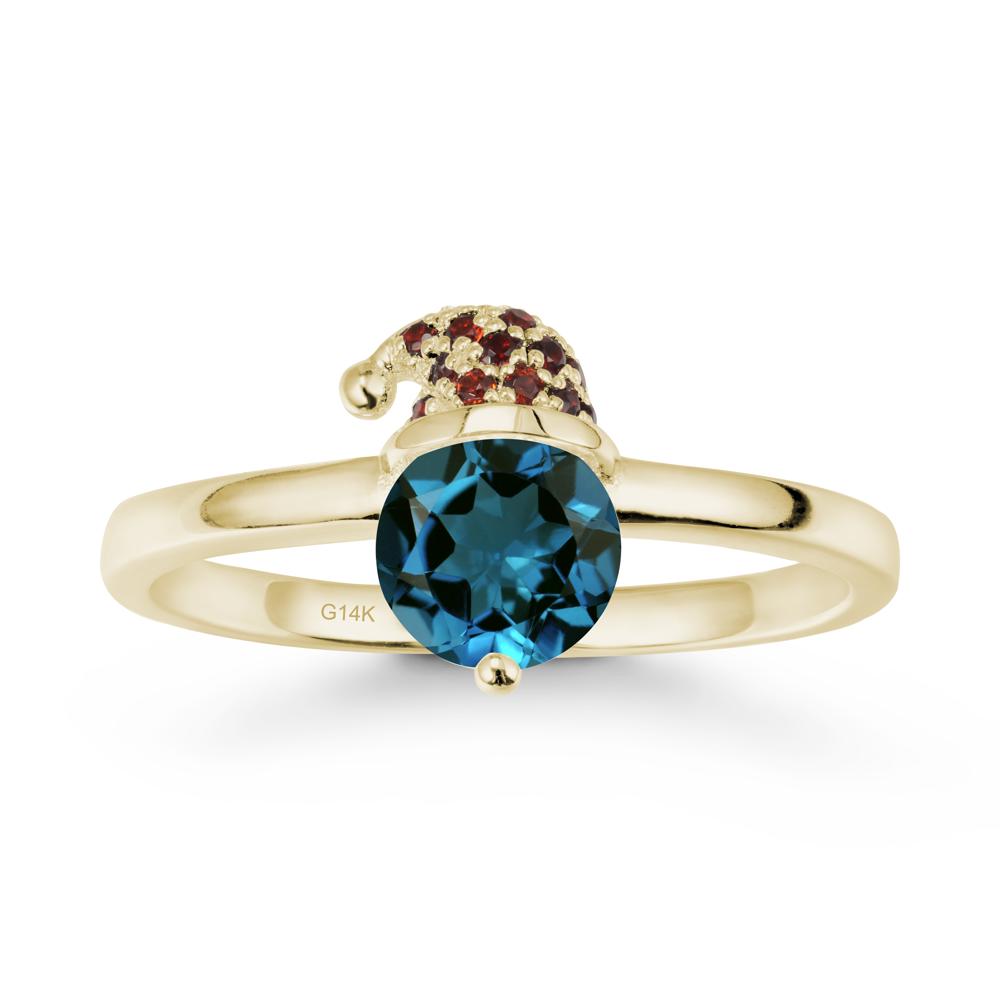 Christmas Santa Claus Hat London Blue Topaz Ring - LUO Jewelry #metal_14k yellow gold