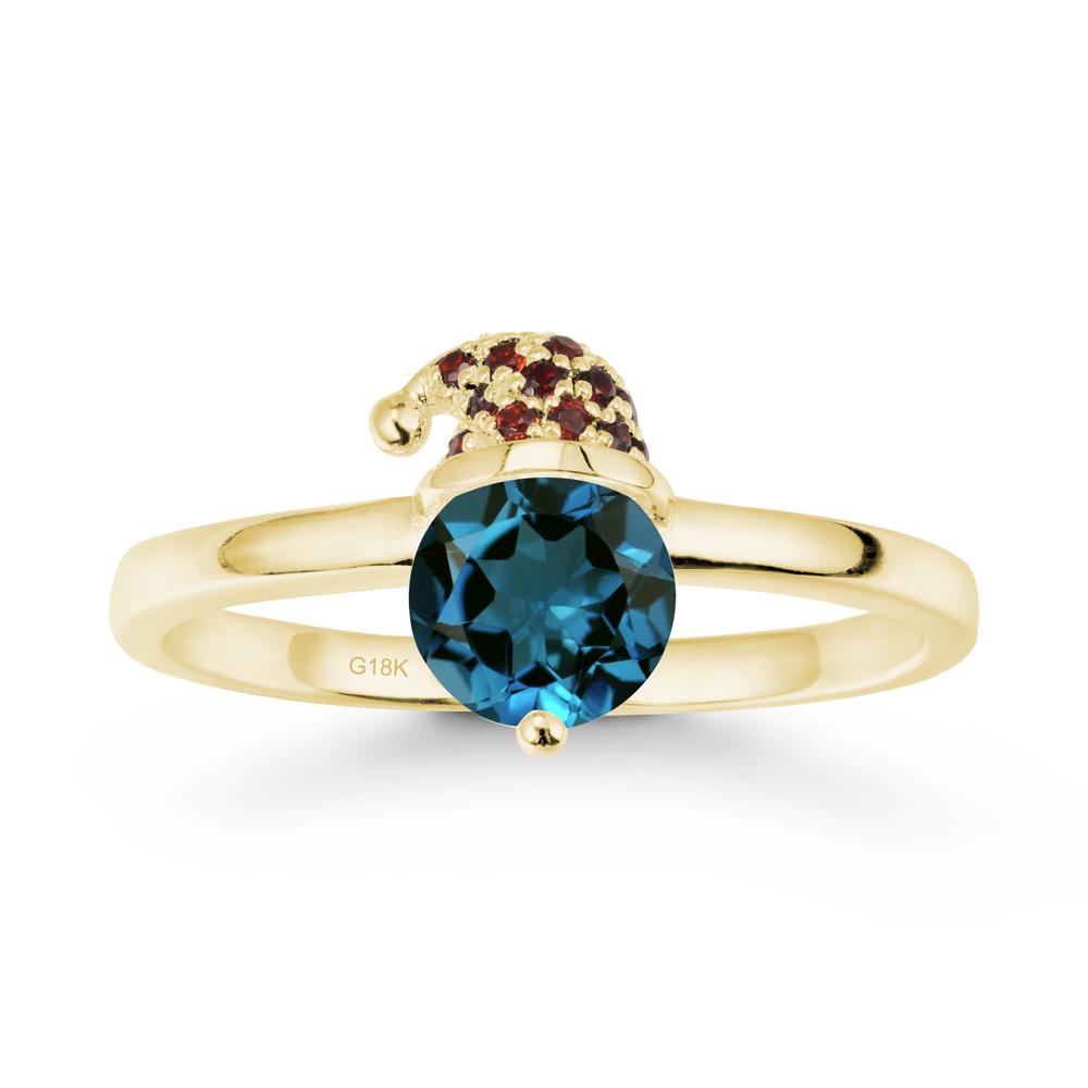 Christmas Santa Claus Hat London Blue Topaz Ring - LUO Jewelry #metal_18k yellow gold
