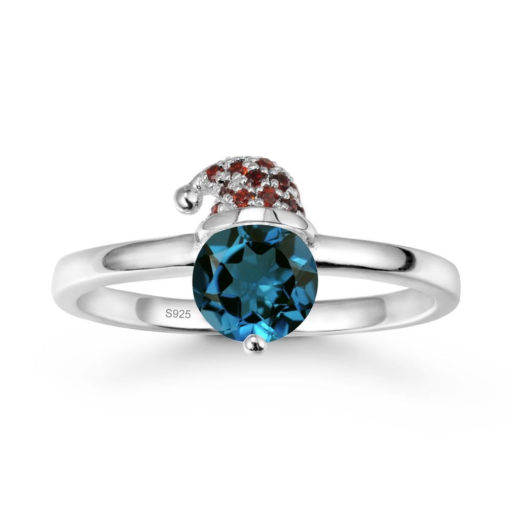Christmas Santa Claus Hat London Blue Topaz Ring - LUO Jewelry #metal_sterling silver