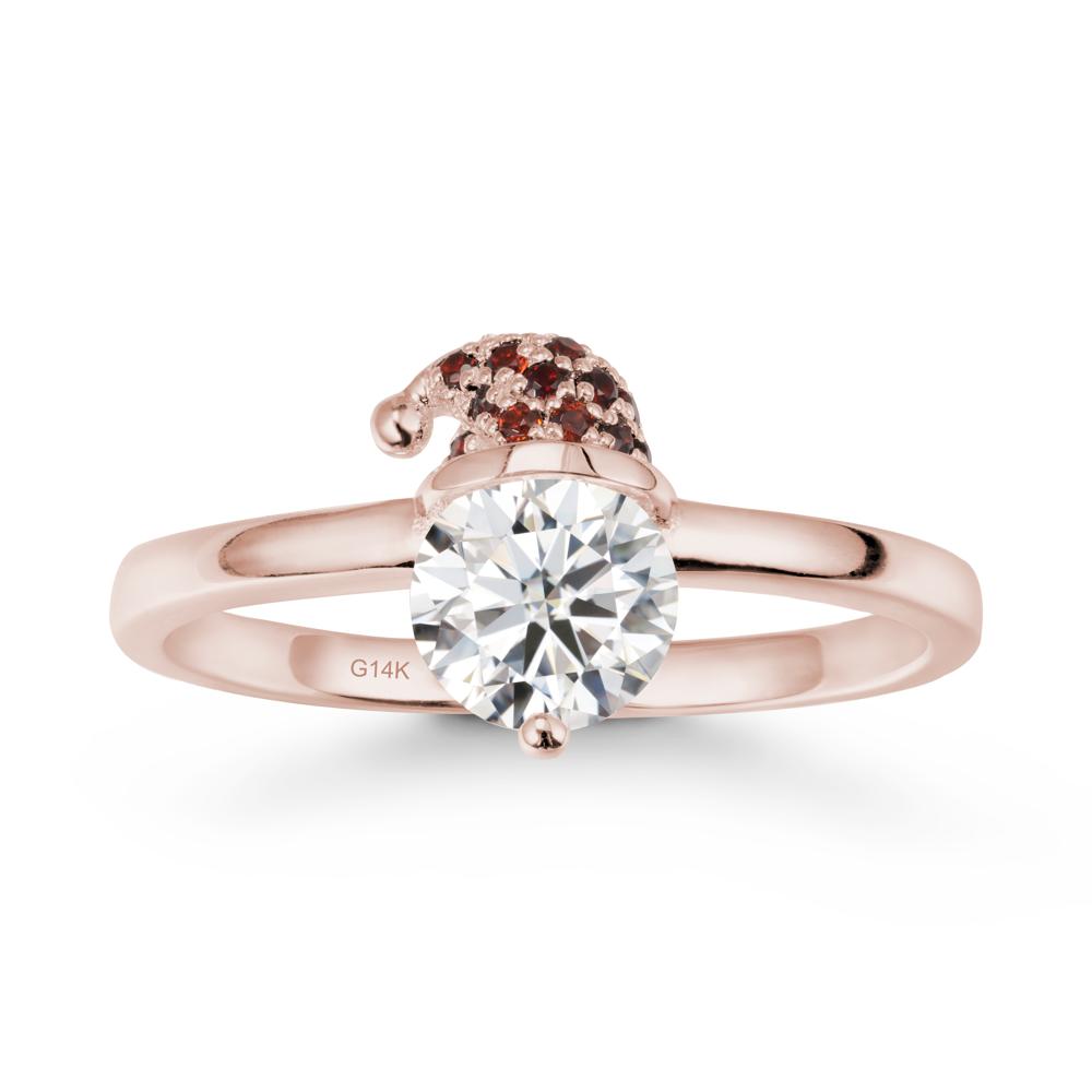 Round Moissanite Creative Ring In 14K Rose Gold - LUO Jewelry #metal_14k rose gold