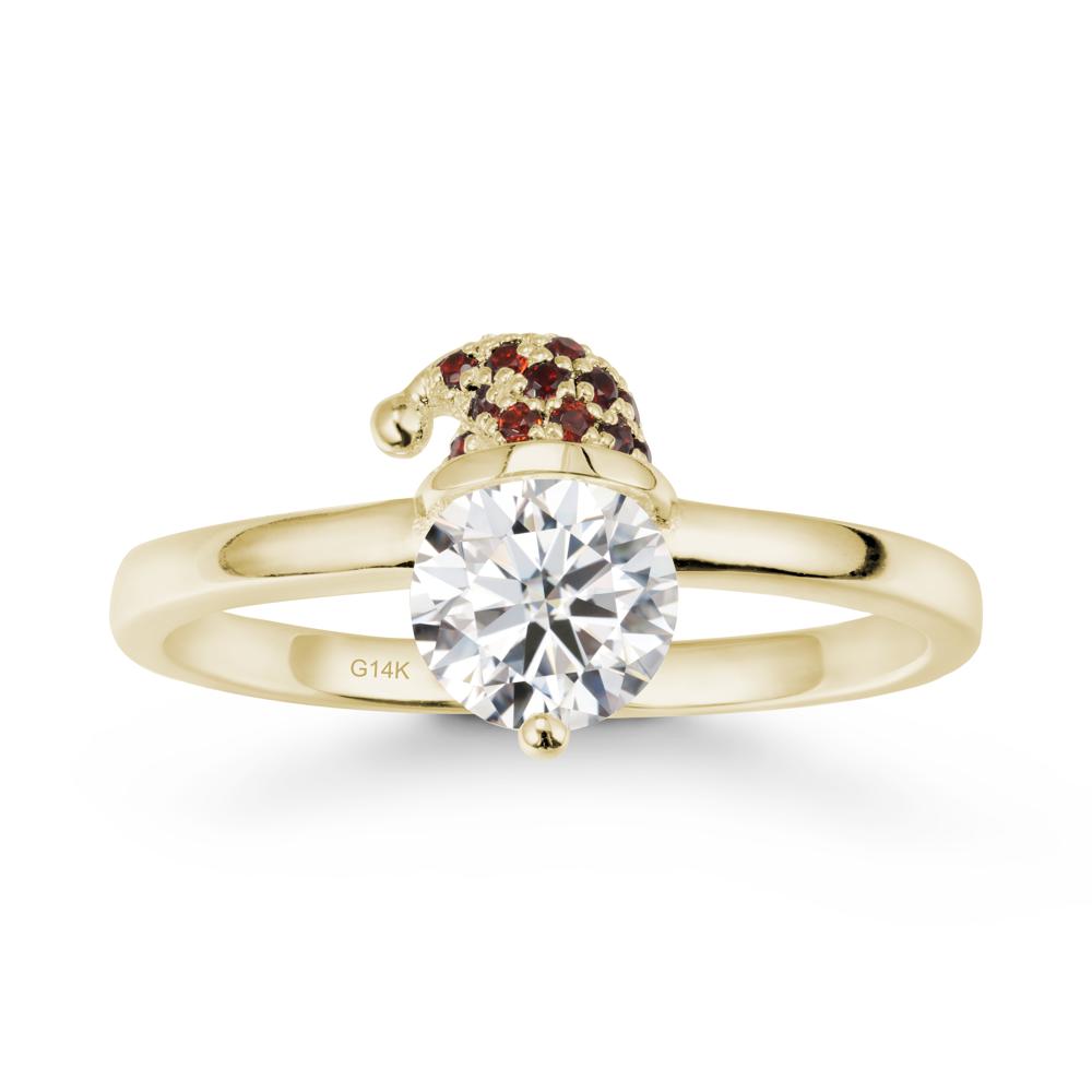 Round Moissanite Creative Ring In 14K Rose Gold - LUO Jewelry #metal_14k yellow gold