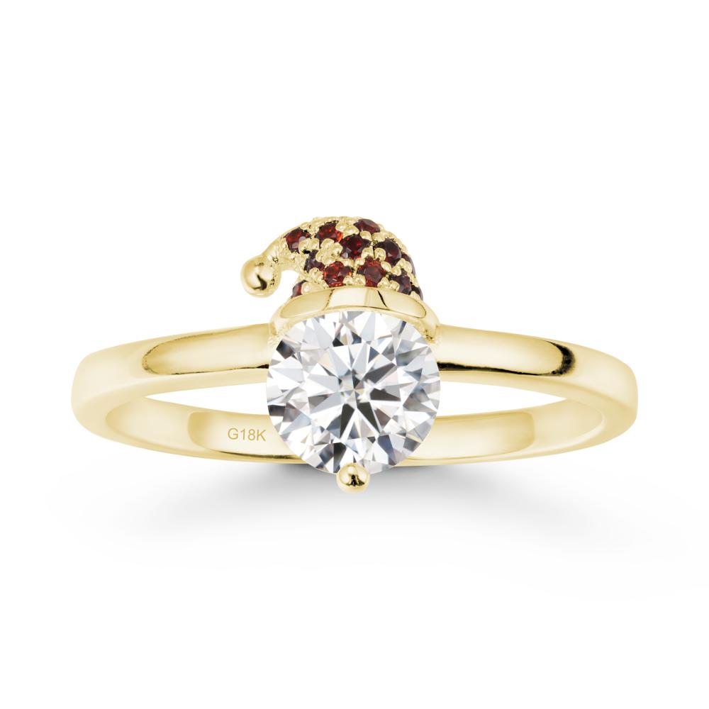 Round Moissanite Creative Ring In 14K Rose Gold - LUO Jewelry #metal_18k yellow gold