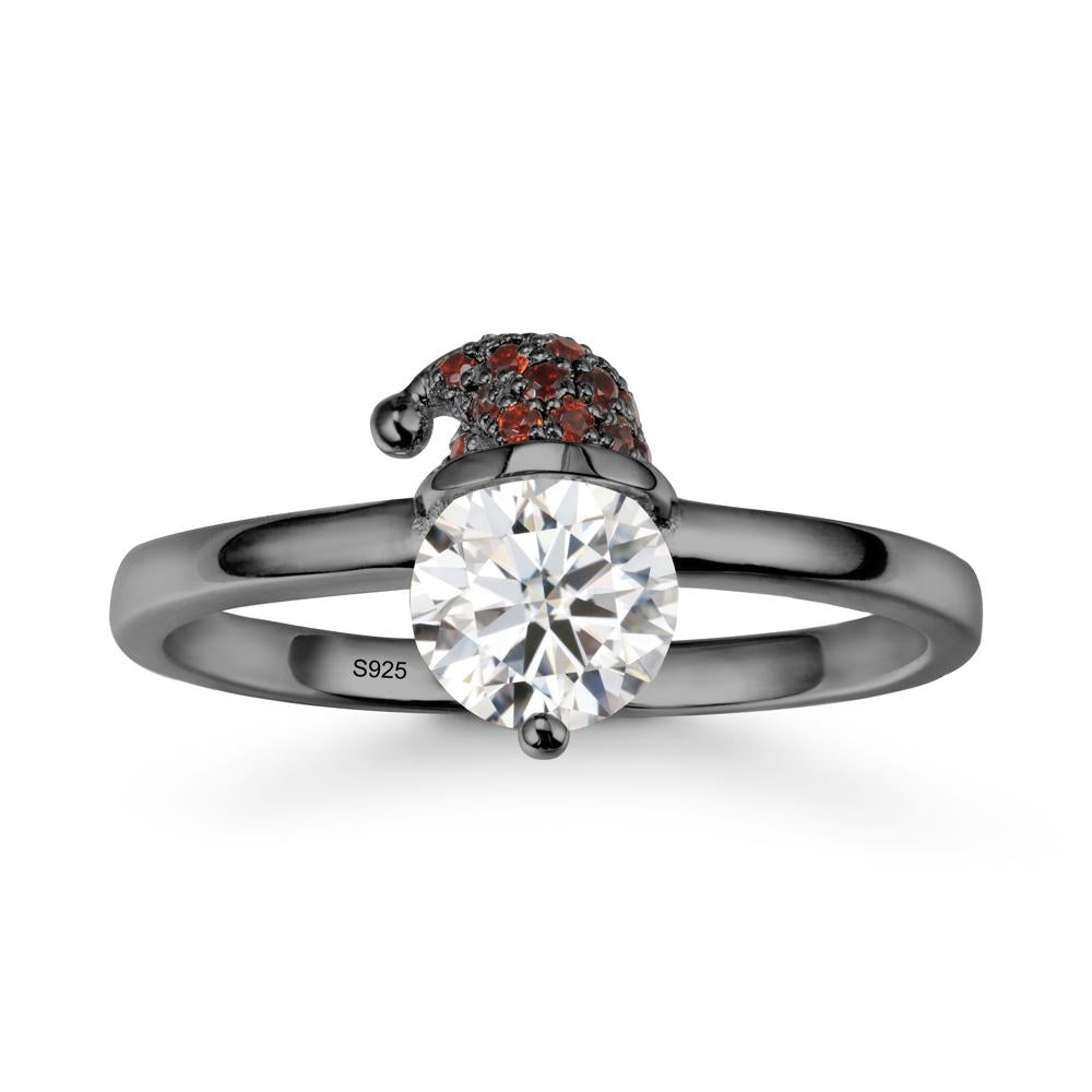 Round Moissanite Creative Ring In 14K Rose Gold - LUO Jewelry #metal_black finish sterling silver