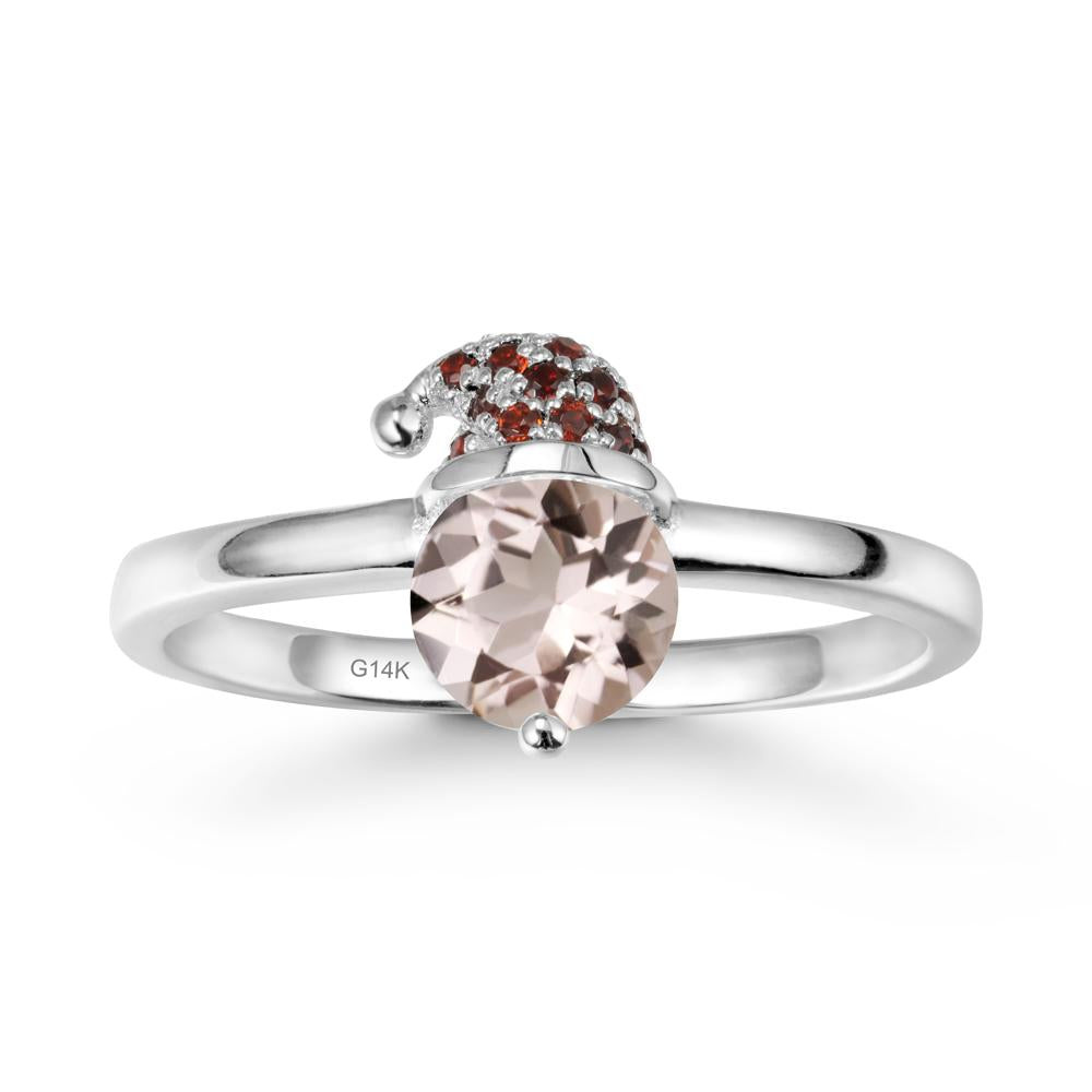 Christmas Santa Claus Hat Morganite Ring - LUO Jewelry #metal_14k white gold