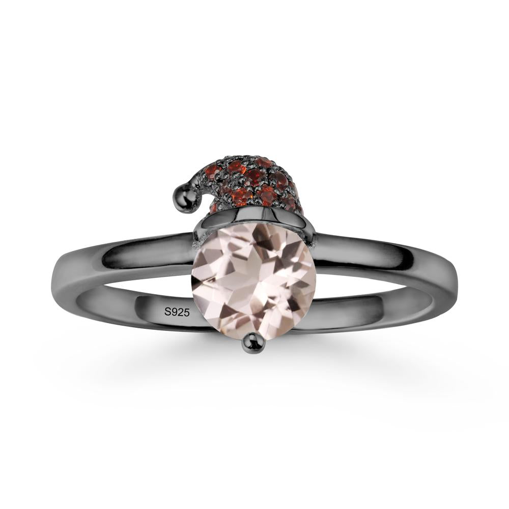 Christmas Santa Claus Hat Morganite Ring - LUO Jewelry #metal_black finish sterling silver