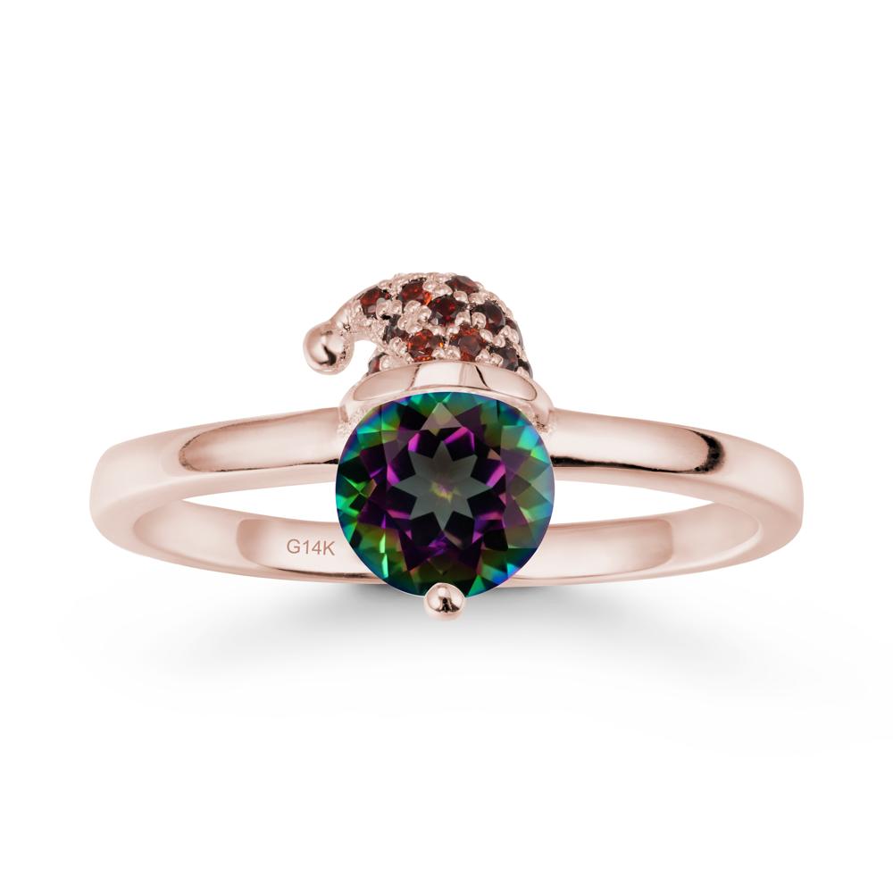 Round Mystic Topaz Creative Ring In 14K Rose Gold - LUO Jewelry #metal_14k rose gold