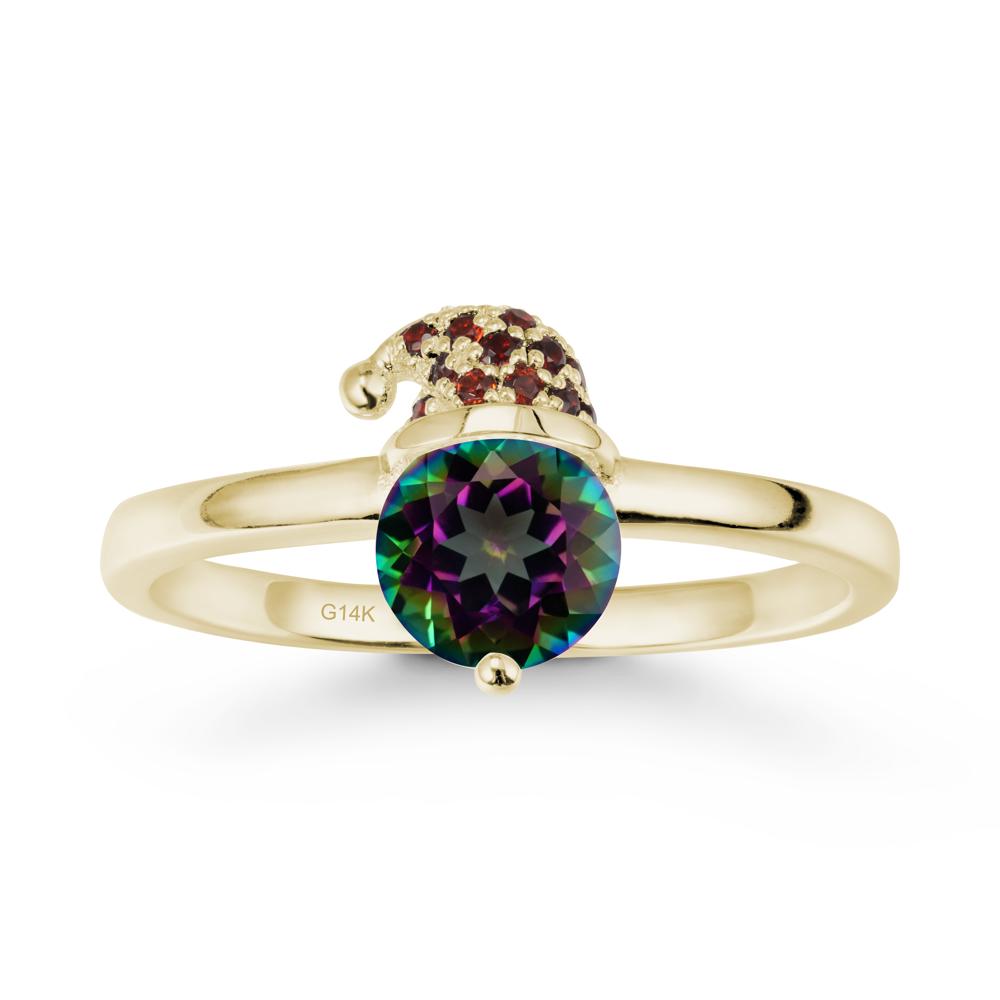 Round Mystic Topaz Creative Ring In 14K Rose Gold - LUO Jewelry #metal_14k yellow gold