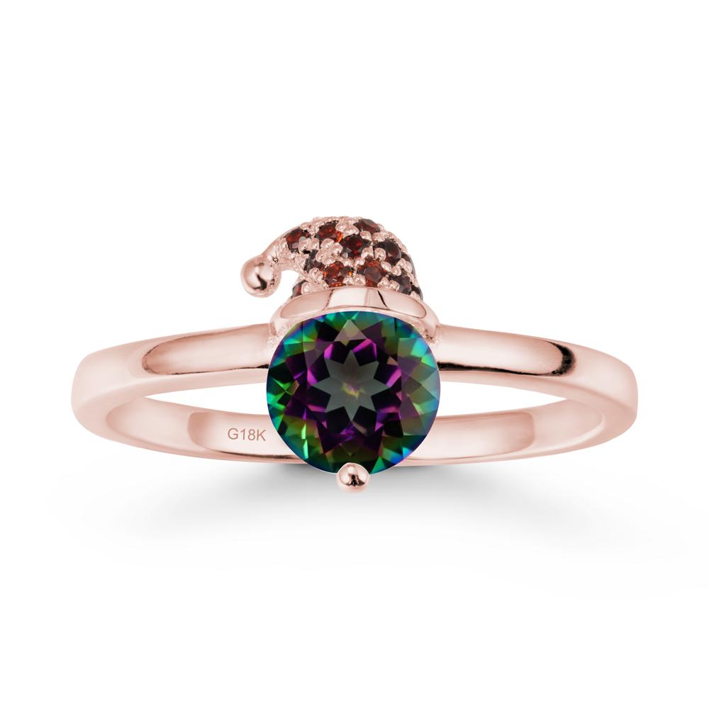 Round Mystic Topaz Creative Ring In 14K Rose Gold - LUO Jewelry #metal_18k rose gold