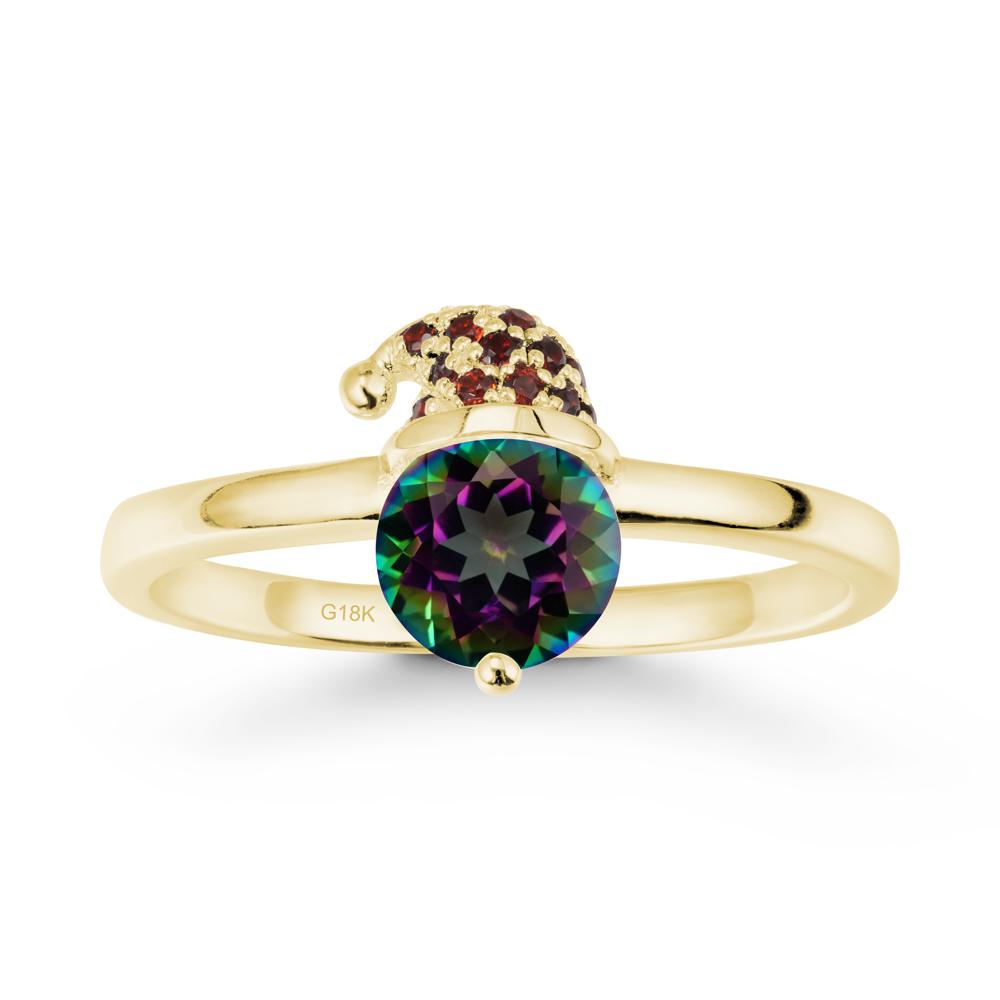 Round Mystic Topaz Creative Ring In 14K Rose Gold - LUO Jewelry #metal_18k yellow gold