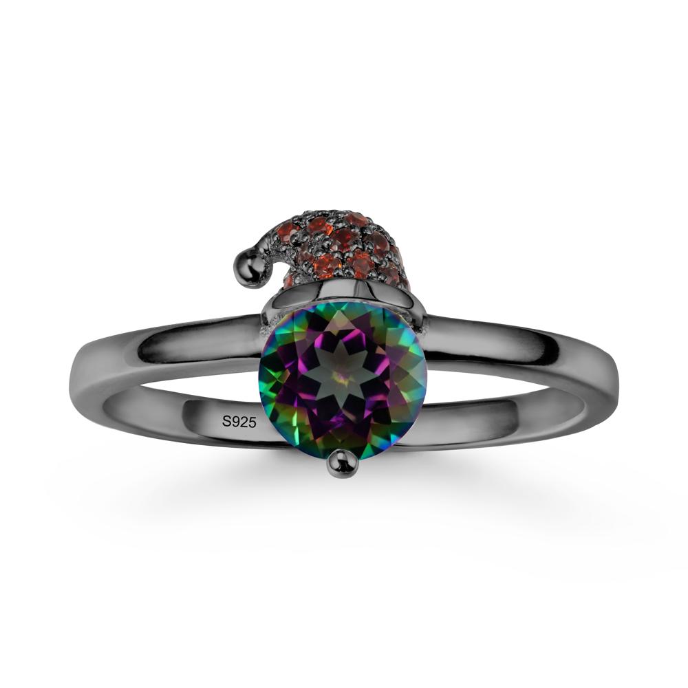 Round Mystic Topaz Creative Ring In 14K Rose Gold - LUO Jewelry #metal_black finish sterling silver