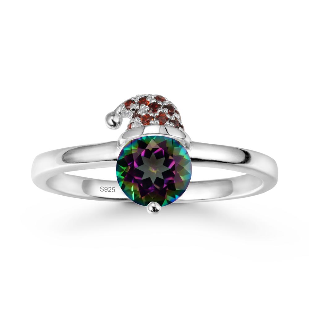 Round Mystic Topaz Creative Ring In 14K Rose Gold - LUO Jewelry #metal_sterling silver