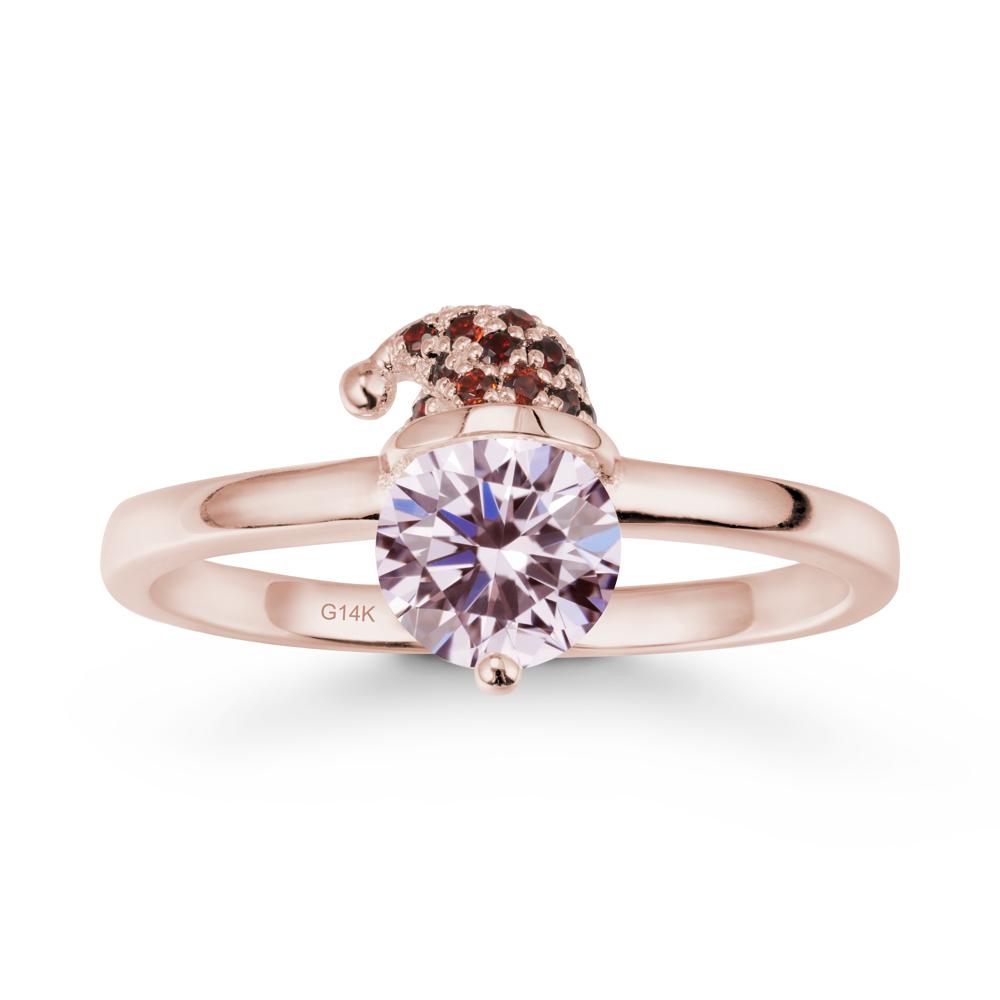 Santa Hat Pink Cubic Zirconia Ring - LUO Jewelry #metal_14k rose gold