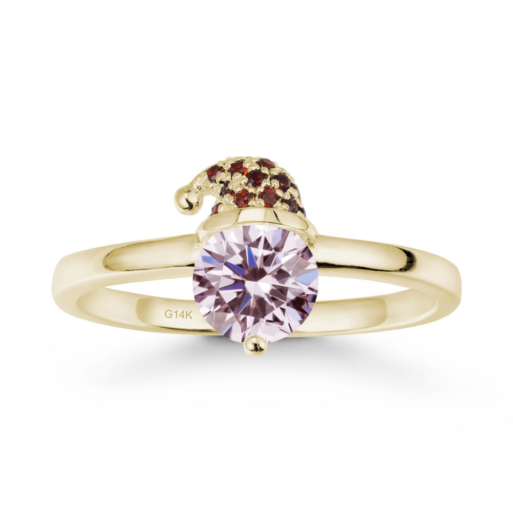 Santa Hat Pink Cubic Zirconia Ring - LUO Jewelry #metal_14k yellow gold