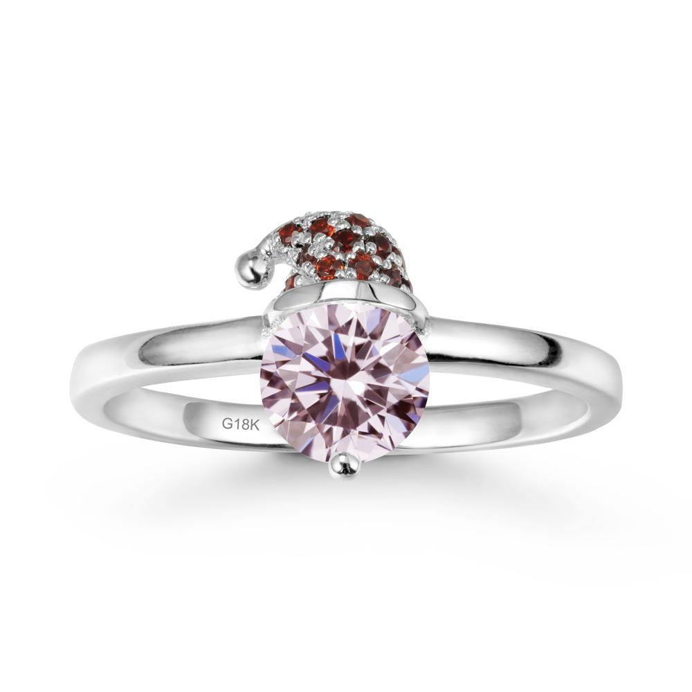 Santa Hat Pink Cubic Zirconia Ring - LUO Jewelry #metal_18k white gold