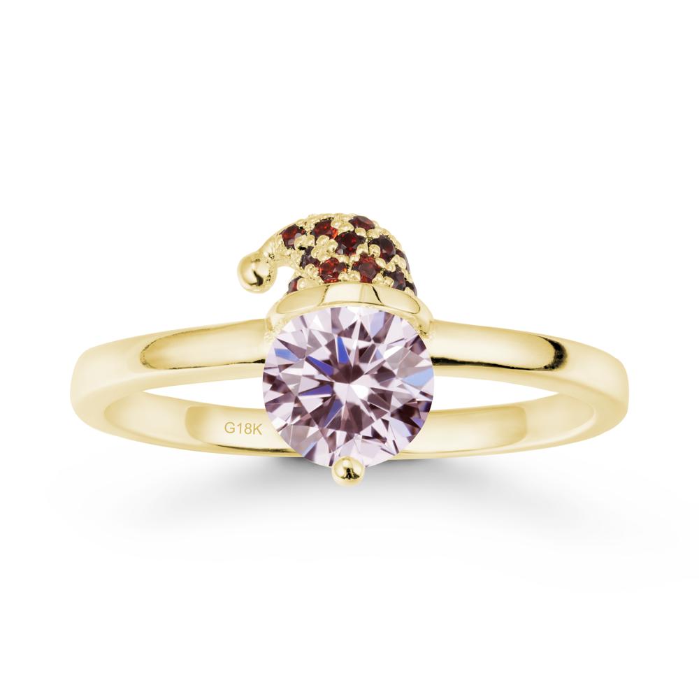 Santa Hat Pink Cubic Zirconia Ring - LUO Jewelry #metal_18k yellow gold