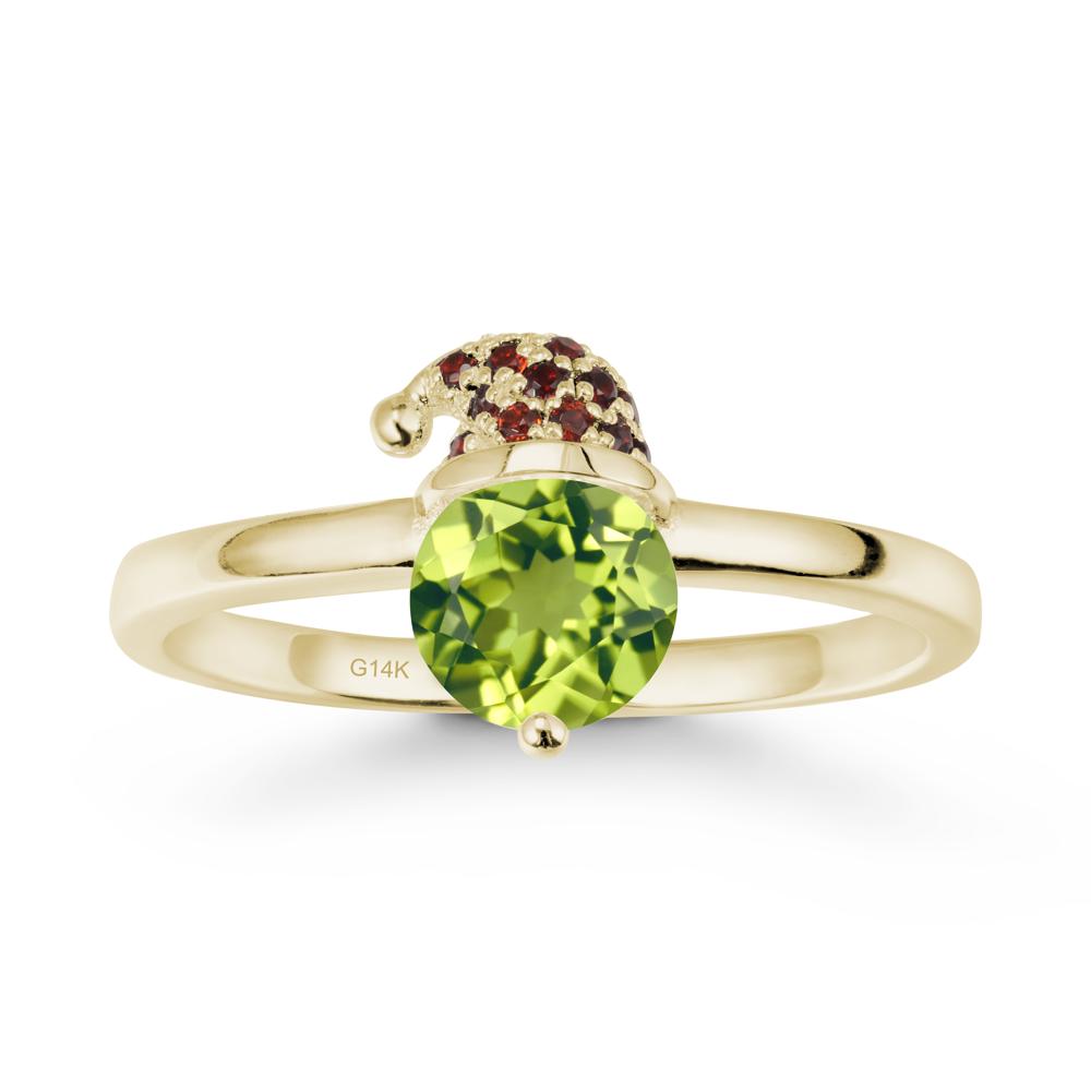 Christmas Santa Claus Hat Peridot Ring - LUO Jewelry #metal_14k yellow gold