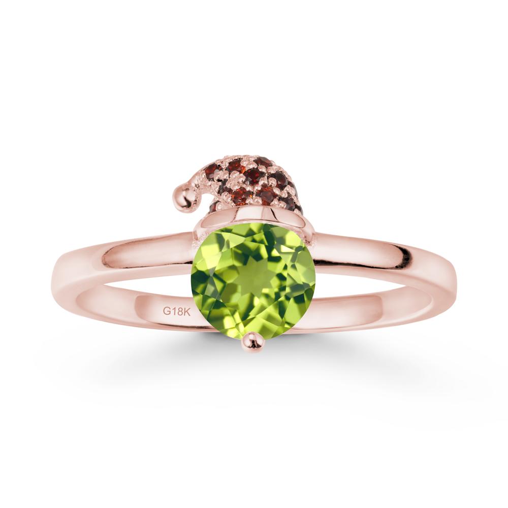 Christmas Santa Claus Hat Peridot Ring - LUO Jewelry #metal_18k rose gold