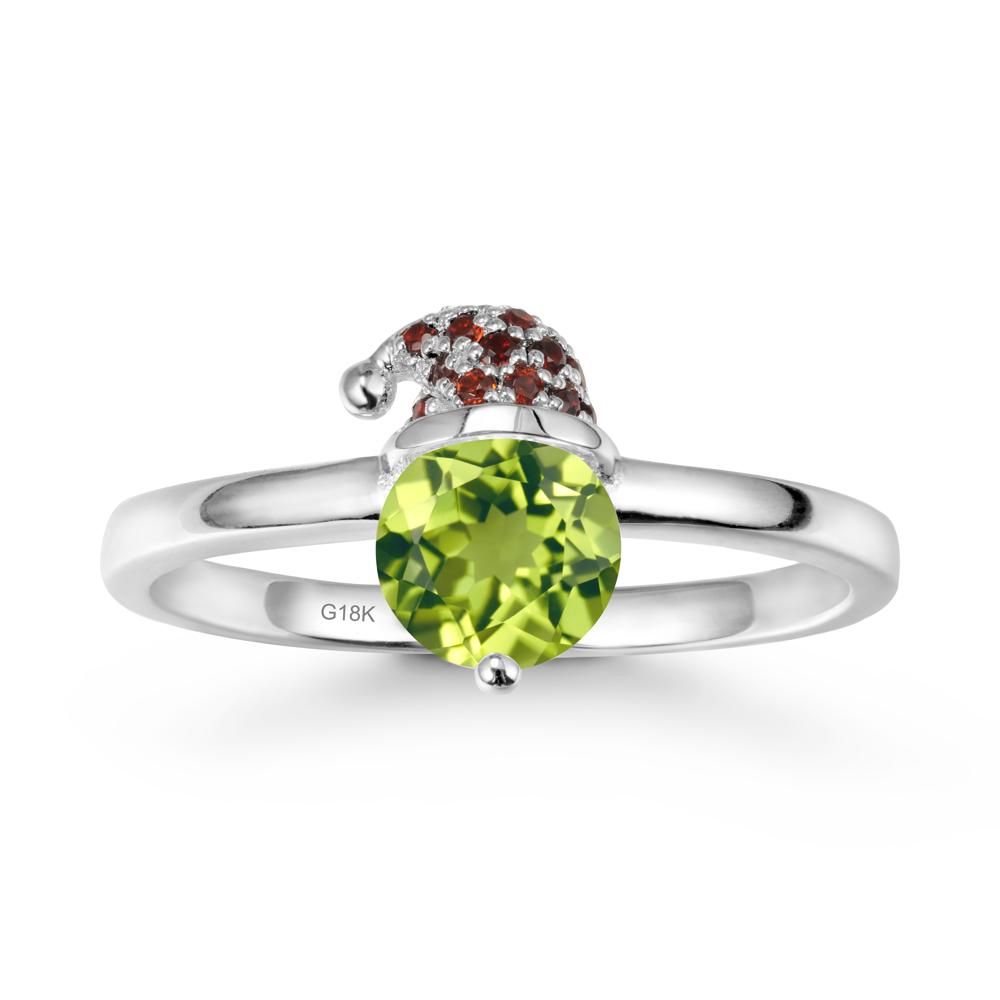 Christmas Santa Claus Hat Peridot Ring - LUO Jewelry #metal_18k white gold
